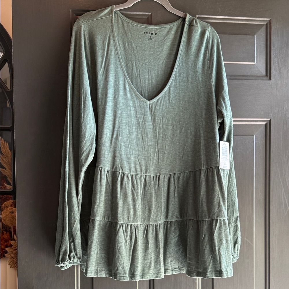 Torrid Sage Green V-Neck Tunic
